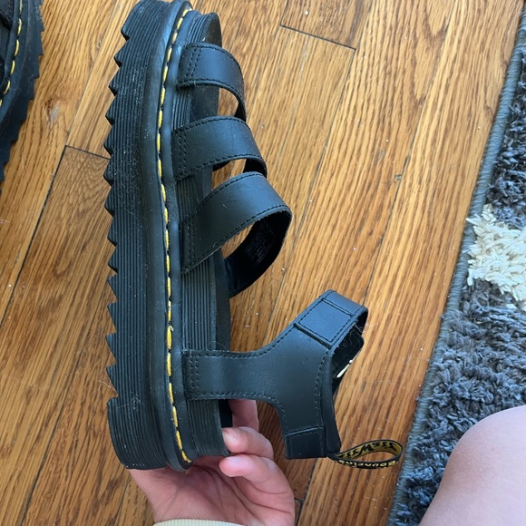 Dr. Martens Black Sandals with Yellow Stitching - Picture 1 of 5